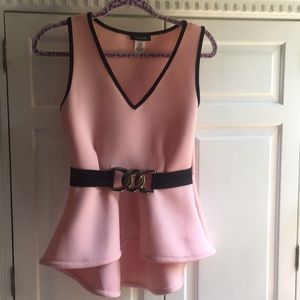 Never worn dusty rose/light pink belted peplum top